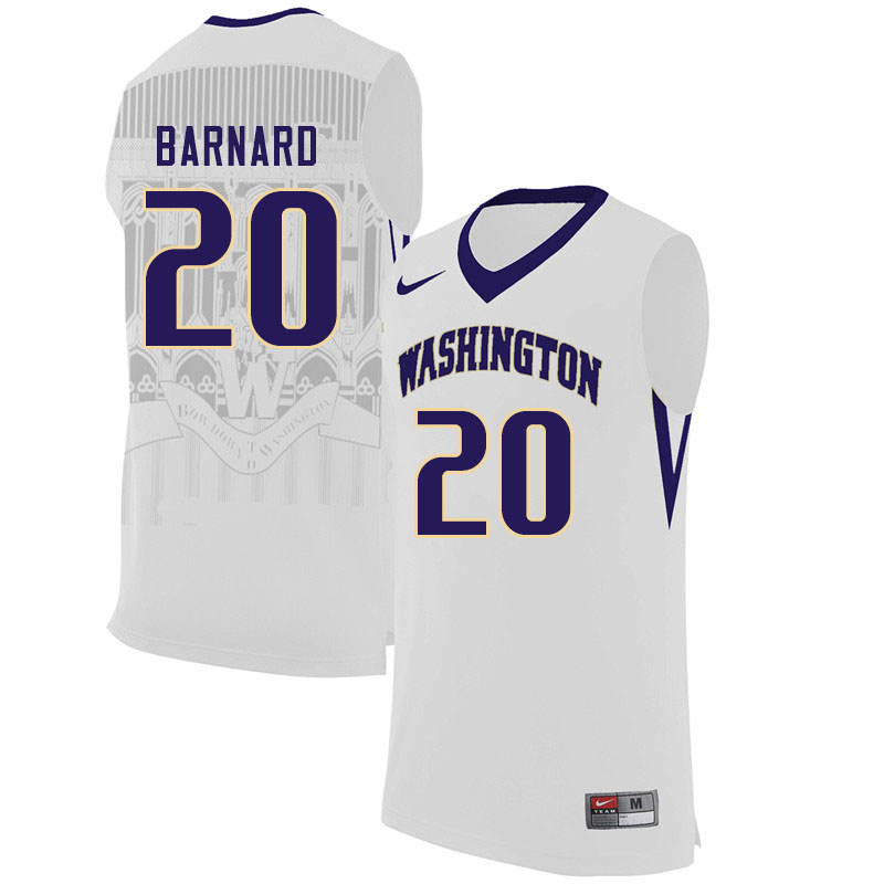 Men #20 Quin Barnard Washington Huskies College Basketball Jerseys Sale-White